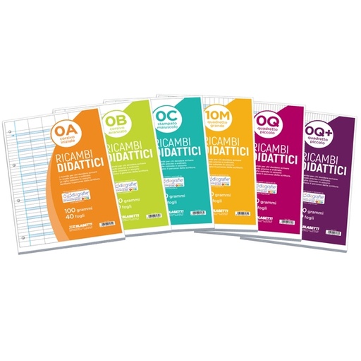 [D91405] Ricambi Didattici forati f.to A4 40 fogli carta 100gr 5mm c/marg. (0Q) Blasetti