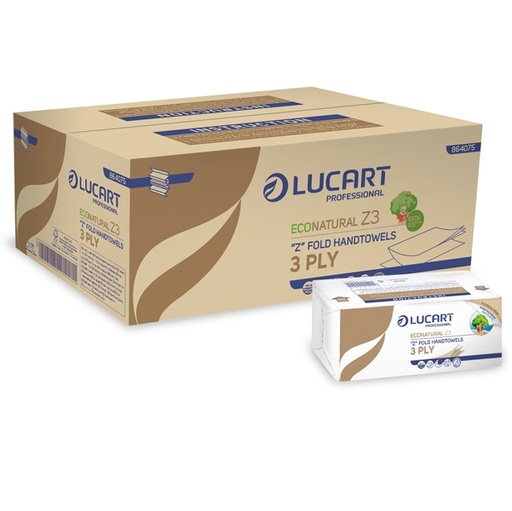 [D91433] Pacco da 198 asciugamani piegati a Z EcoNatural Lucart Plastic Free