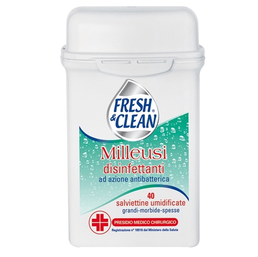 [D91508] Barattolo da 40 Salviette disinfettanti milleusi con antibatterico FreshClean