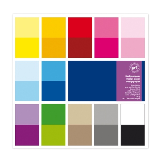 [D91564] Busta 24 fg carta Scrapbooking 30,5x30,5cm 180gr/mq ass. Tinte e Tonalita' DECO