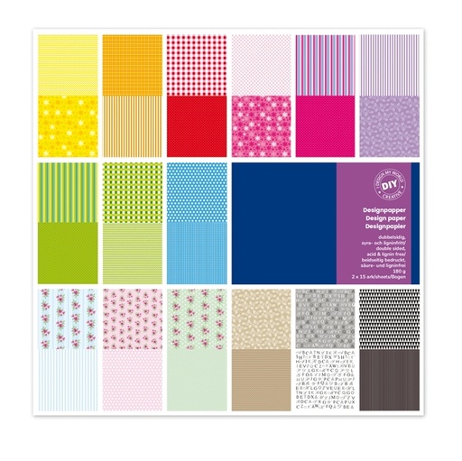 [D91565] Busta 30 fg carta Scrapbooking 30,5x30,5cm 180gr/mq ass. Vichy DECO