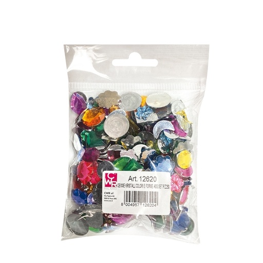 [D91568] GEMME KRISTALL COLORI E FORME ASSORTITE DECO - BUSTA 250 PZ