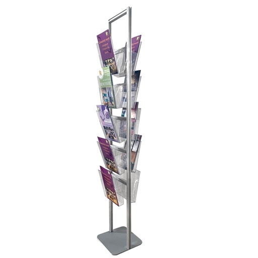 [D94816] Portadepliant da terra con 10 Tasche A4 H180cm - Torretta bifacciale