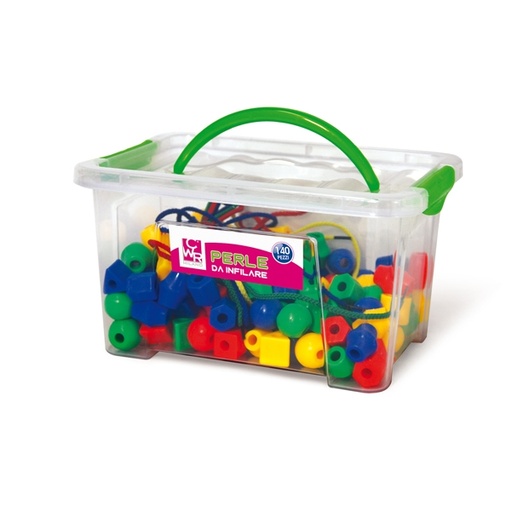 [D91575] Bauletto 140pz perle in plastica 2cm colori e forme assortiti Cwr