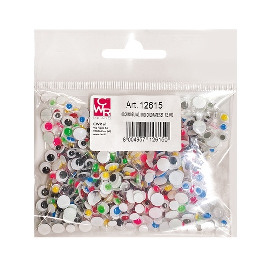 [D91579] OCCHI C/IRIDI IN MOVIMENTO DIAM. 5-7MM COLORI ASSORTITI DECO - BUSTA 600 PZ