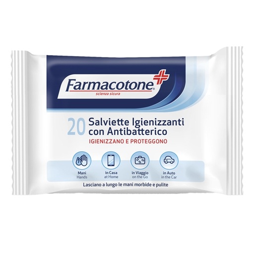 [D91607] Busta da 20 Salviette igienizzanti con antibatterico Farmacotone