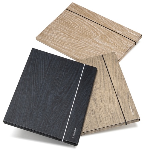 [D91617] Cartella 3 lembi Colorosa Wood dim. 25x35x1cm colori ass. Ri.Plast