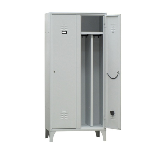 [D91635] Armadio spogliatoio in metallo a 2 VANI c/divisorio 80x50cm H180cm GRIGIO