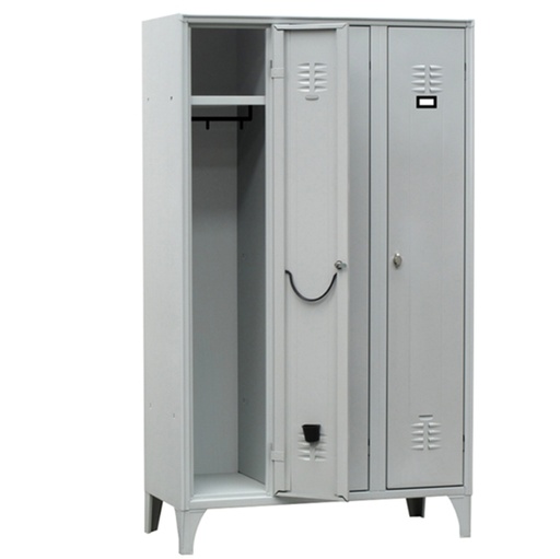[D91650] Armadio spogliatoio in metallo a 3 VANI 105x35cm H180cm GRIGIO