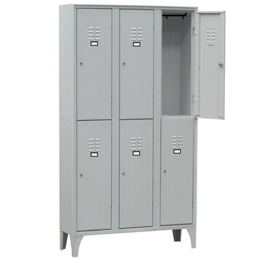 [D91653] Armadio spogliatoio in metallo a 6 VANI sovrapposti 90x50cm H180cm GRIGIO