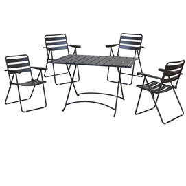 [D91676] Set pranzo pieghevole Mery antracite - set 5 elementi