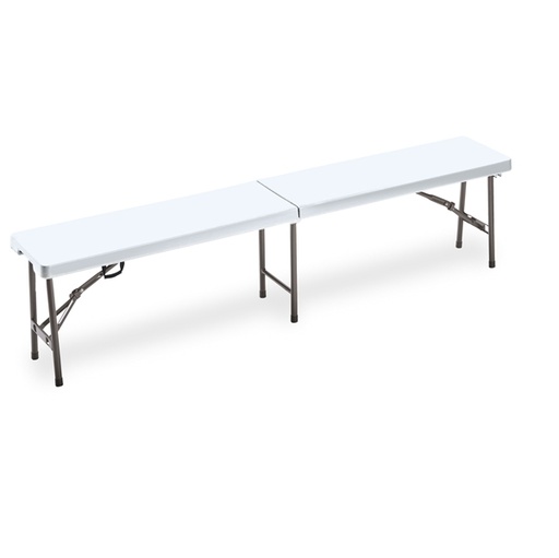 [D91678] Panca pieghevole L183cm in HDPE bianco Horeca