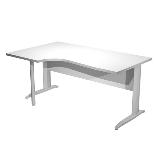 [D94827] Scrivania Compact Sinistro 160x60/80/100cm bianco fianchi vern. eff. cromo Easy