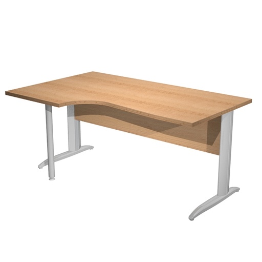 [D94829] Scrivania Compact Sinistro 160x60/80/100cm piano faggio fianchi vern. crom.Easy