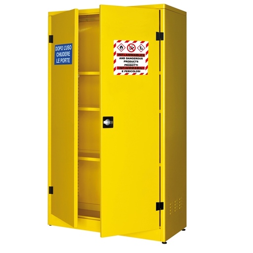 [D91865] Armadio di sicurezza per liquidi infiammabili 107,5x50x18cm giallo