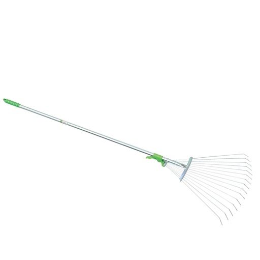 [D91931] Scopa in metallo regolabile- 15 denti – con manico da cm 120