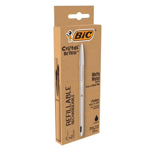 [D92066] Penna sfera con cappuccio Cristal(R) Re'New 1mm nero BIC(R)