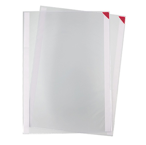 [D92153] Confezione 5 tasche a L con retro adesivo f.to A4 rosse Tarifold