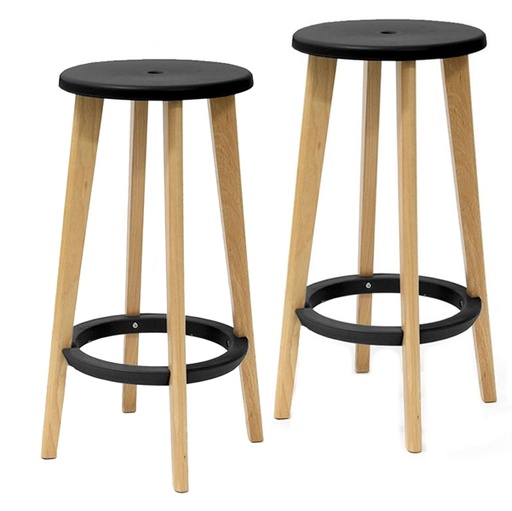 [D92343] Set 2 sgabelli Woody Nero/Faggio Paperflow