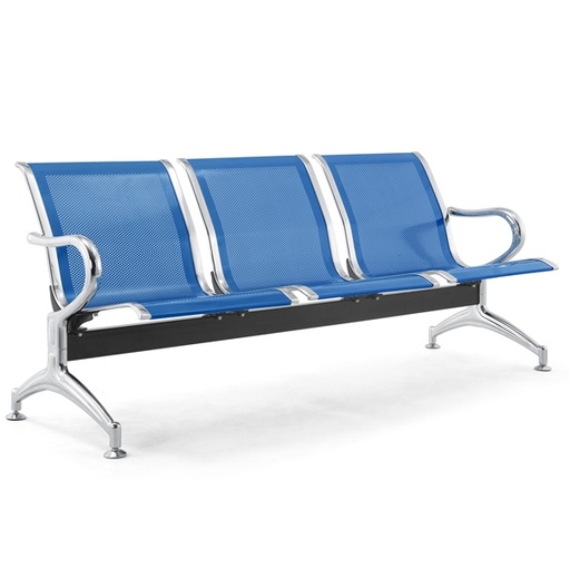 [D92364] Panca attesa a 3 posti in acciaio Blu