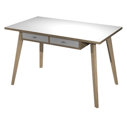 [D92390] Postazione Home-Office con sottopiano 120x60xH74,4cm gambe legno Bianco/Rovere