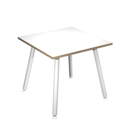 [D92399] Scrivania 80x80xH74,4cm Bianco/ Bianco Skinny Metal