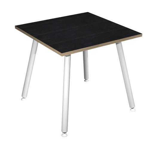 [D92400] Scrivania 80x80xH74,4cm Bianco/ Nero venato Skinny Metal