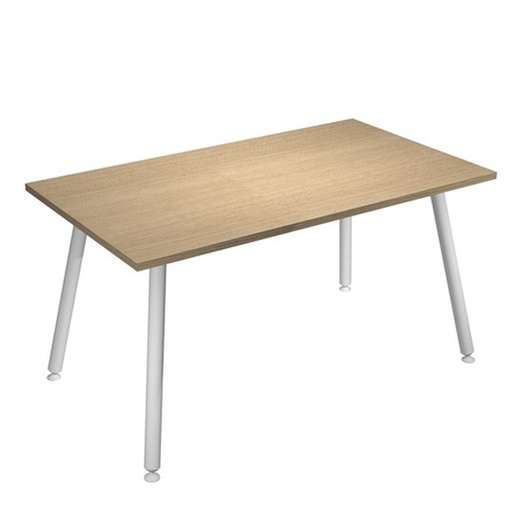 [D92404] Scrivania 140x80xH74,4cm Bianco/ Rovere Skinny Metal