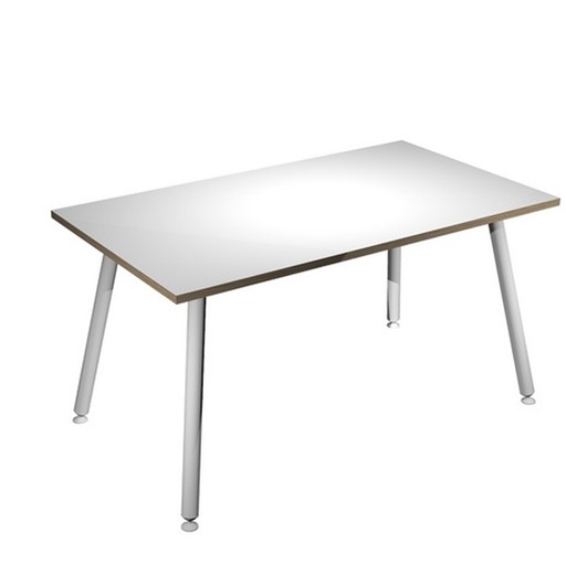 [D92405] Scrivania 140x80xH74,4cm Bianco/ Bianco Skinny Metal
