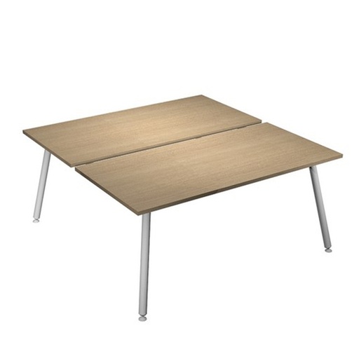 [D92416] Scrivania a 2 postazioni contrap. 120x166cm Bianco/ Rovere Skinny Metal