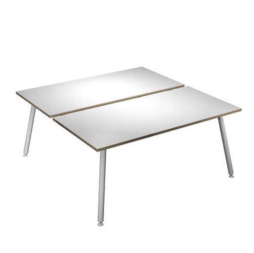 [D92417] Scrivania a 2 postazioni contrap. 120x166cm Bianco/ Bianco Skinny Metal