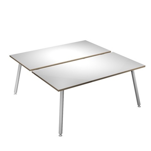 [D92423] Scrivania a 2 postazioni contrap. 160x166cm Bianco/ Bianco Skinny Metal
