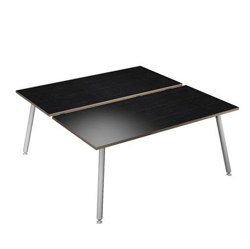 [D92424] Scrivania a 2 postazioni contrap. 160x166cm Bianco/ Nero venato Skinny Metal