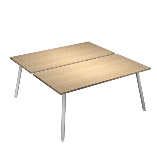[D92425] Scrivania a 2 postazioni contrap. 180x166cm Bianco/ Rovere Skinny Metal