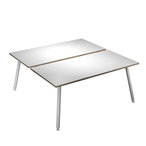 [D92426] Scrivania a 2 postazioni contrap. 180x166cm Bianco/Bianco Skinny Metal
