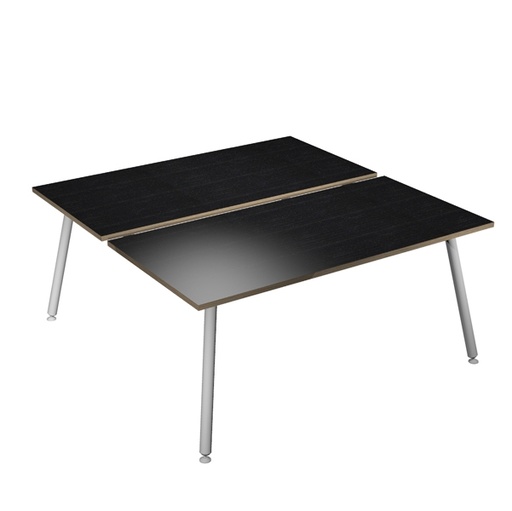 [D92427] Scrivania a 2 postazioni contrap. 180x166cm Bianco/Nero venato Skinny Metal