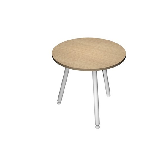 [D92428] Tavolo riunione tondo diam.80cm Bianco/Rovere Skinny Metal