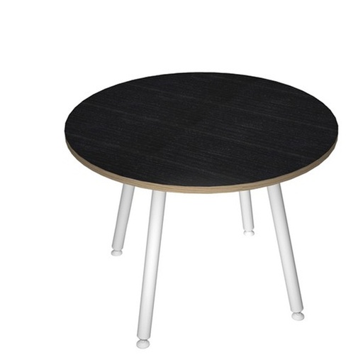 [D92433] Tavolo riunione tondo diam.100cm Bianco/Nero venato Skinny Metal