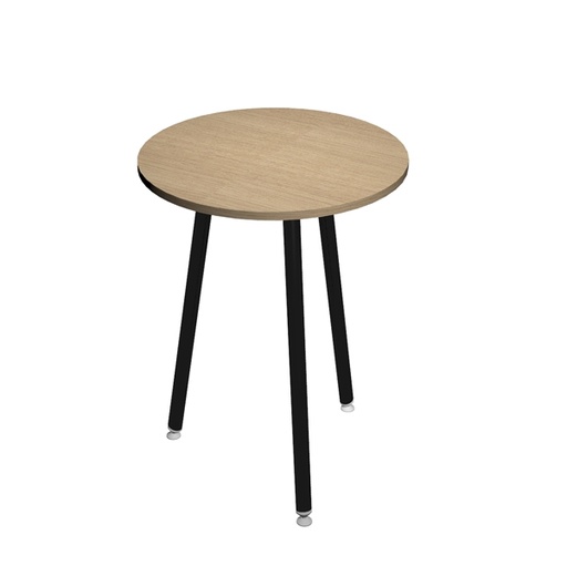 [D92443] Tavolo alto tondo  80xH105cm Nero/Rovere Skinny Metal