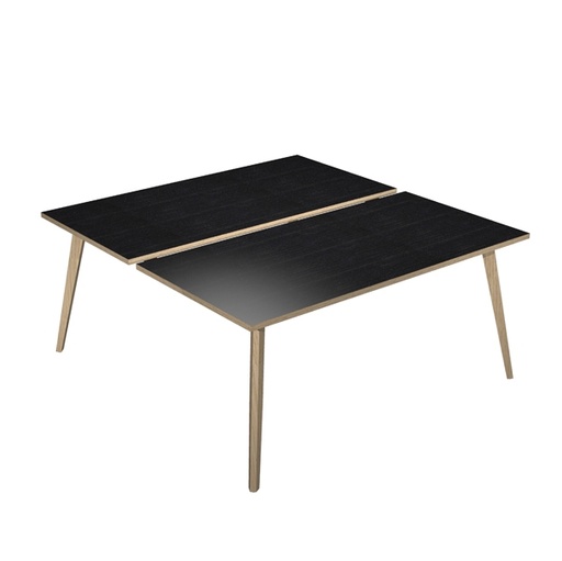 [D92469] Scrivania a 2 postazioni contrap. 120x166cm Rovere/Nero venato Woody