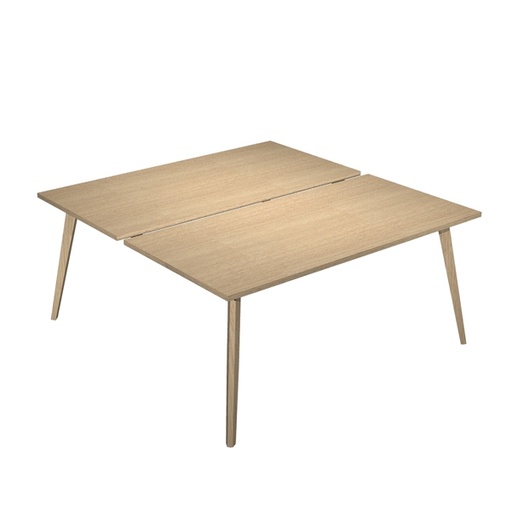 [D92470] Scrivania a 2 postazioni contrap. 140x166cm Rovere/Rovere Woody