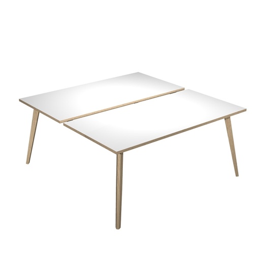 [D92471] Scrivania a 2 postazioni contrap. 140x166cm Rovere/Bianco Woody