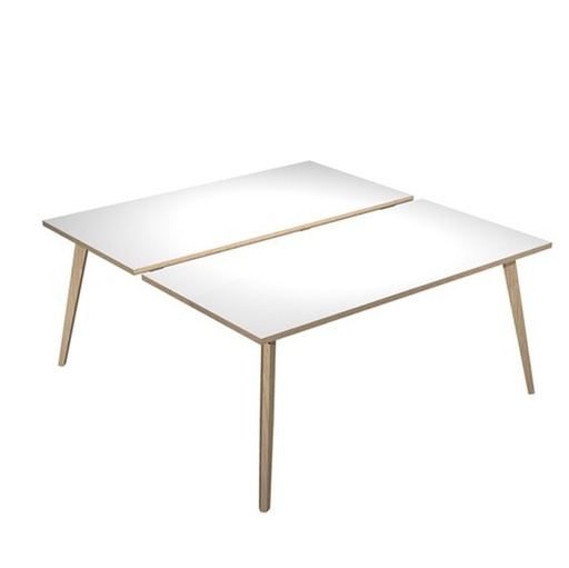 [D92474] Scrivania a 2 postazioni contrap. 160x166cm Rovere/Bianco Woody