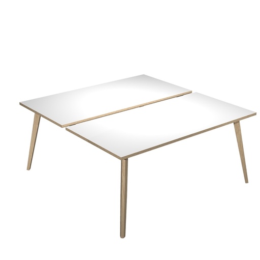 [D92477] Scrivania a 2 postazioni contrap. 180x166cm Rovere/Bianco Woody
