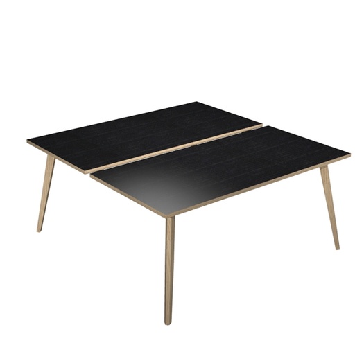 [D92478] Scrivania a 2 postazioni contrap. 180x166cm Rovere/Nero venato Woody
