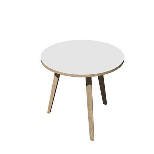 [D92480] Tavolo riunione tondo diam.80cm Rovere/Bianco Woody