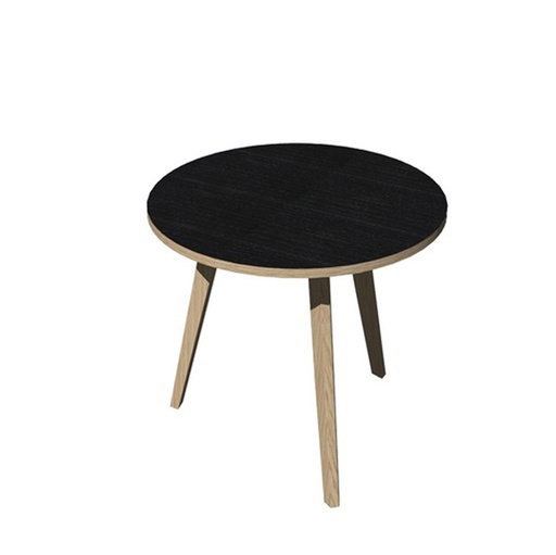 [D92481] Tavolo riunione tondo diam.80cm Rovere/Nero venato Woody
