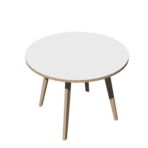 [D92483] Tavolo riunione tondo diam.100cm Rovere/Bianco Woody