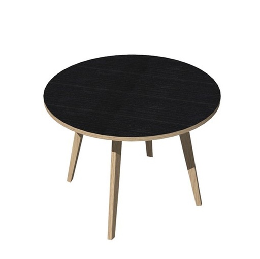 [D92484] Tavolo riunione tondo diam.100cm Rovere/Nero venato Woody