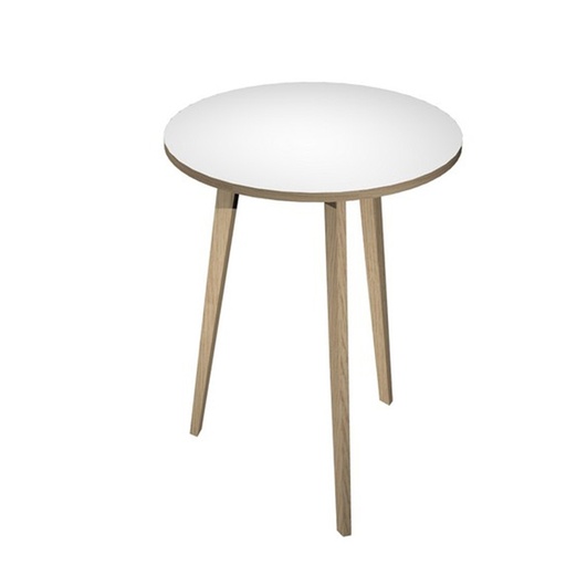 [D92495] Tavolo alto tondo diam.80xH105cm Rovere/Bianco Woody